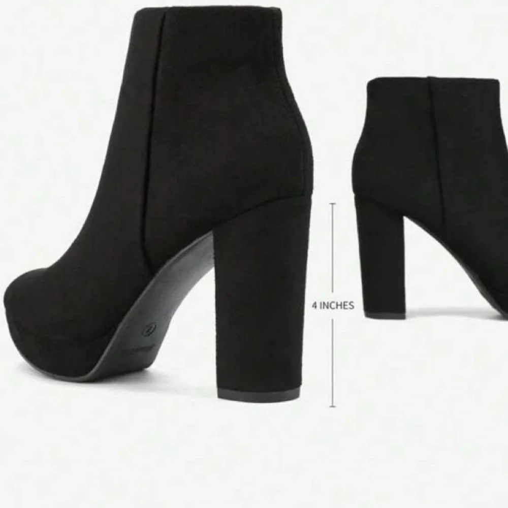 Women’s Black Ankle Platform Boots - Picture 5 of 5
